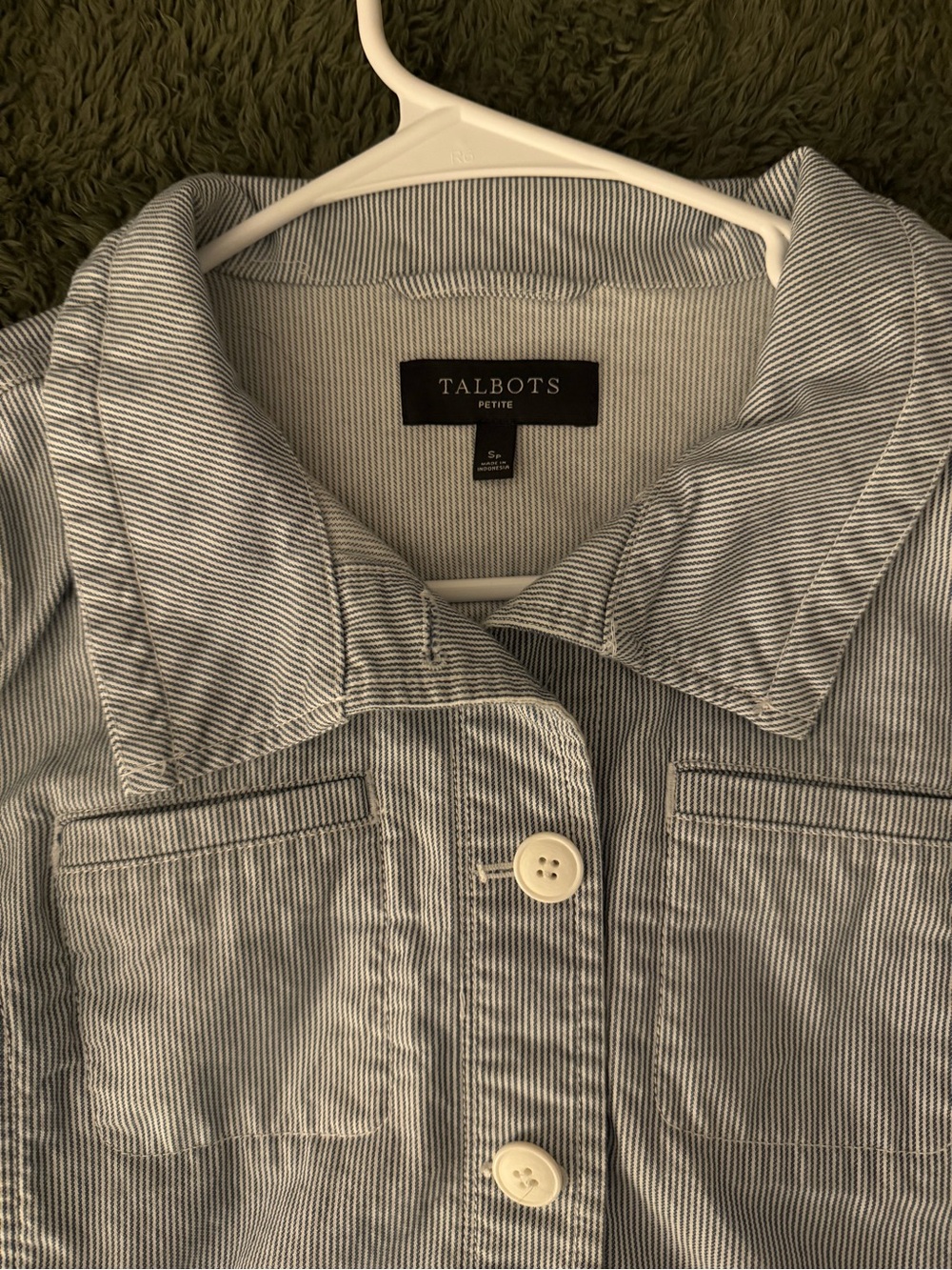 Talbots Light Blue Pinstripe Utility Jacket - Picture 4 of 5